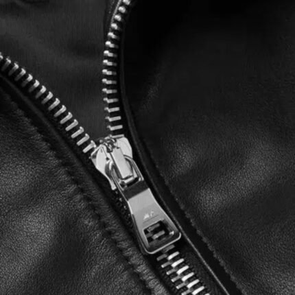 Hill Bomber Black Shearling Leather Jacket