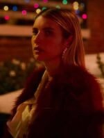 Holidate 2020 Emma Roberts Red Fur Coat