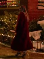 Holidate 2020 Emma Roberts Red Fur Coat