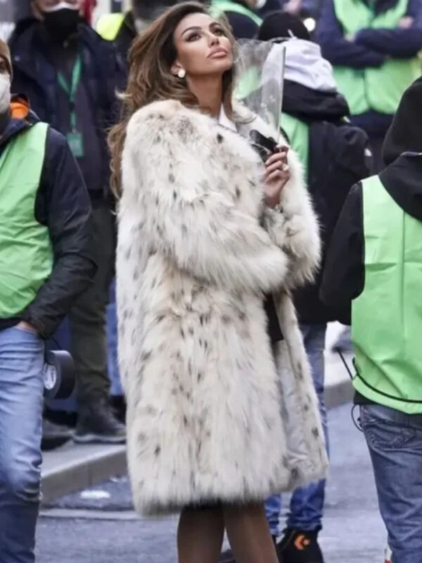 House Of Gucci Sophia Loren White Long Fur Coat