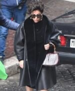 House of Gucci Lady Gaga Black Leather Coat