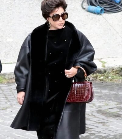 House of Gucci Lady Gaga Black Leather Coat