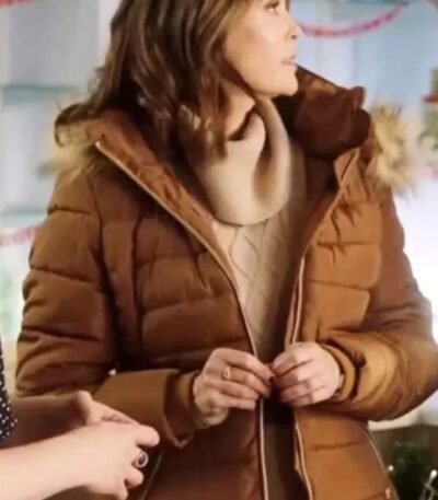 How to Fall in Love by Christmas 2023 Teri Hatcher Brown Puffer Jacket