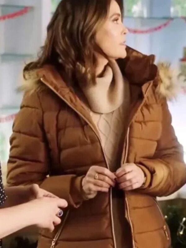 How to Fall in Love by Christmas 2023 Teri Hatcher Brown Puffer Jacket