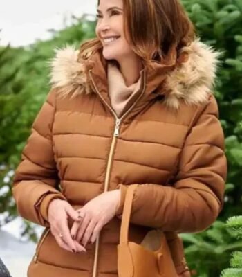 How to Fall in Love by Christmas 2023 Teri Hatcher Brown Puffer Jacket