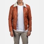 Howard Tan Brown Fur Collar Leather Jacket