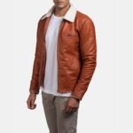 Howard Tan Brown Fur Collar Leather Jacket
