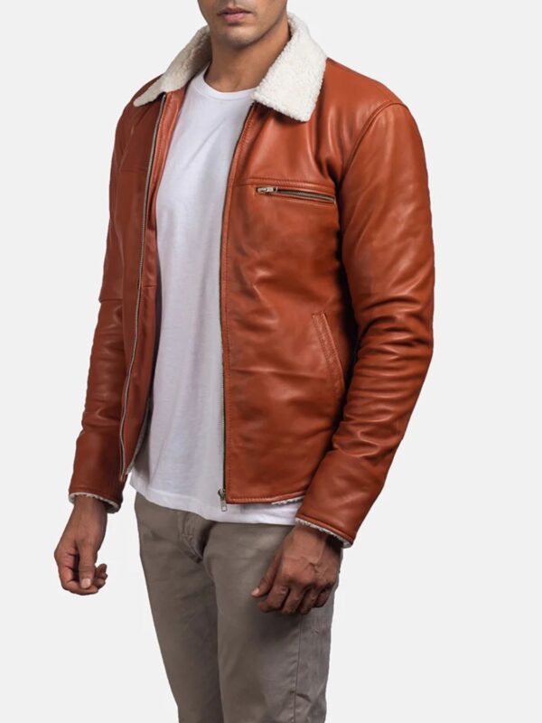 Howard Tan Brown Fur Collar Leather Jacket