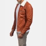 Howard Tan Brown Fur Collar Leather Jacket