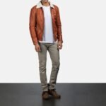 Howard Tan Brown Fur Collar Leather Jacket