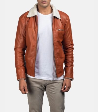 Howard Tan Brown Fur Collar Leather Jacket