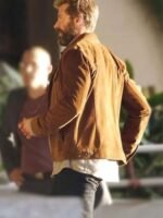 Hugh Jackman Brown Suede Bomber Jacket