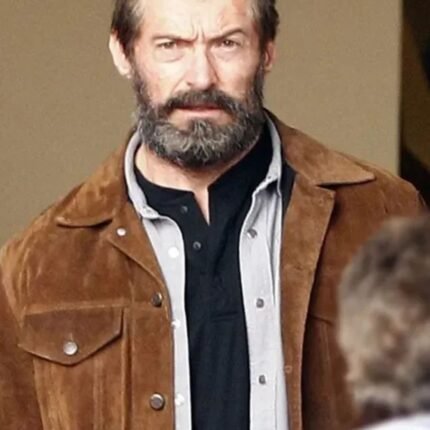 Hugh Jackman Brown Suede Bomber Jacket