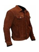Hugh Jackman Brown Suede Bomber Jacket