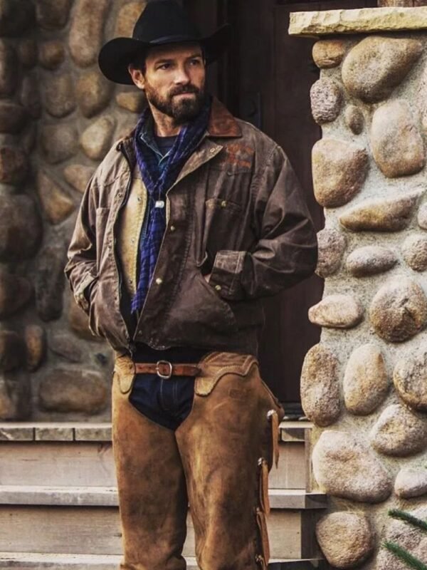 Ian Bohen Yellowstone Ryan Distressed Brown Leather Jacket