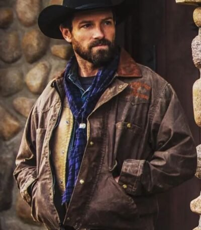 Ian Bohen Yellowstone Ryan Distressed Brown Leather Jacket