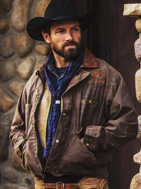 Ian Bohen Yellowstone Ryan Distressed Brown Leather Jacket