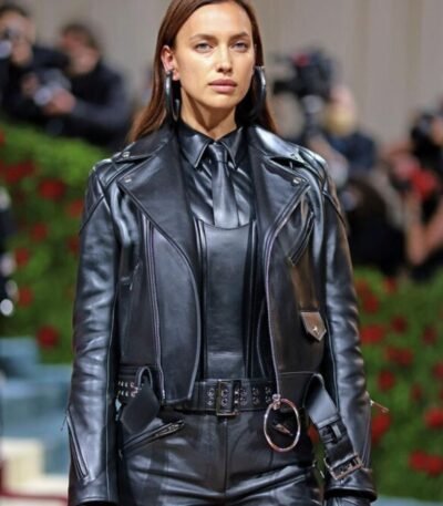 Irina Shayk Met Gala 2022 Black Leather Jacket