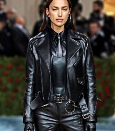 Irina Shayk Met Gala 2022 Black Leather Jacket