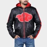 Itachi Uchiha Akatsuki Black Biker Leather Jacket