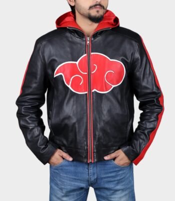 Itachi Uchiha Akatsuki Black Biker Leather Jacket