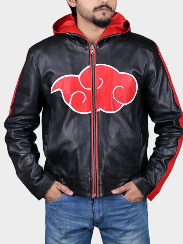 Itachi Uchiha Akatsuki Black Biker Leather Jacket