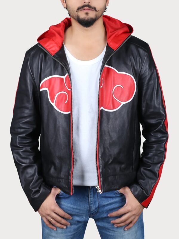 Itachi Uchiha Akatsuki Black Biker Leather Jacket