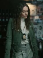 Itziar Ituño Berlin 2023 TV Series Green Leather Jacket