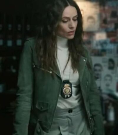 Itziar Ituño Berlin 2023 TV Series Green Leather Jacket