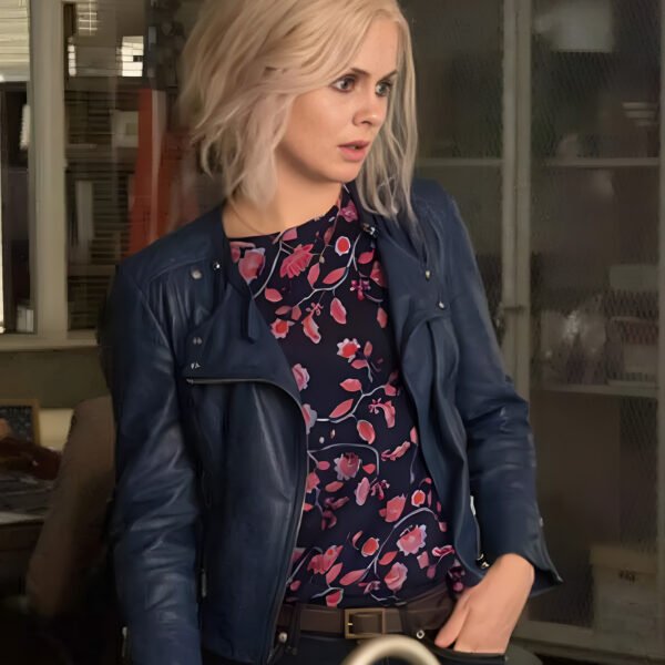 iZombie Rose McIver Navy Blue Biker Leather Jacket