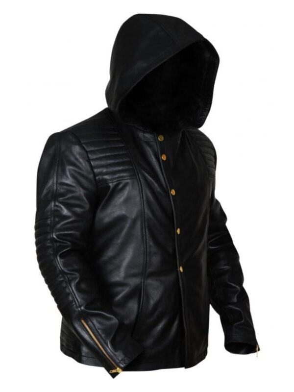 Jace The Mortal Instruments Black Leather Hooded Jacket
