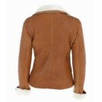 Jacqueline Tan Brown Shearling Suede Biker Jacket