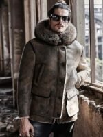 Jamie Hooded Shearling Parka Leather Jacket