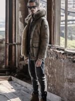 Jamie Hooded Shearling Parka Leather Jacket
