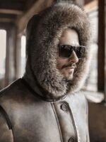 Jamie Hooded Shearling Parka Leather Jacket