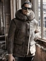Jamie Hooded Shearling Parka Leather Jacket