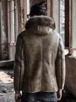Jamie Hooded Shearling Parka Leather Jacket