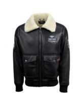 Jared Top Gun Shearling Fur B3 Black Leather Jacket
