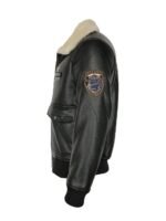 Jared Top Gun Shearling Fur B3 Black Leather Jacket