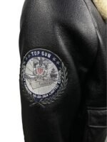 Jared Top Gun Shearling Fur B3 Black Leather Jacket