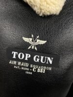 Jared Top Gun Shearling Fur B3 Black Leather Jacket