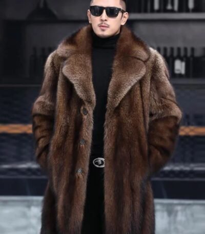 Jaxon Genuine Mink Fur Brown Coat