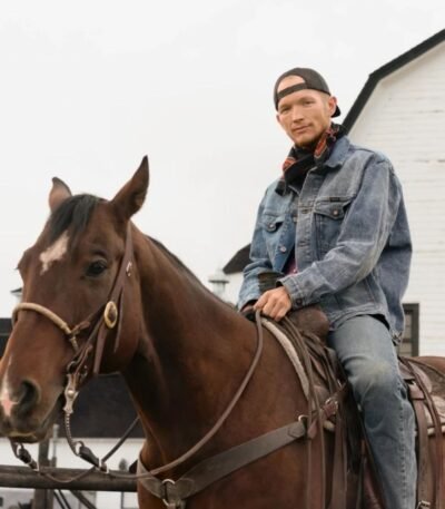 Jefferson White Yellowstone Blue Denim Trucker Jacket