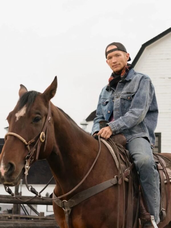 Jefferson White Yellowstone Blue Denim Trucker Jacket