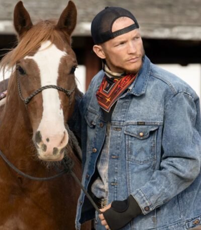 Jefferson White Yellowstone Blue Denim Trucker Jacket