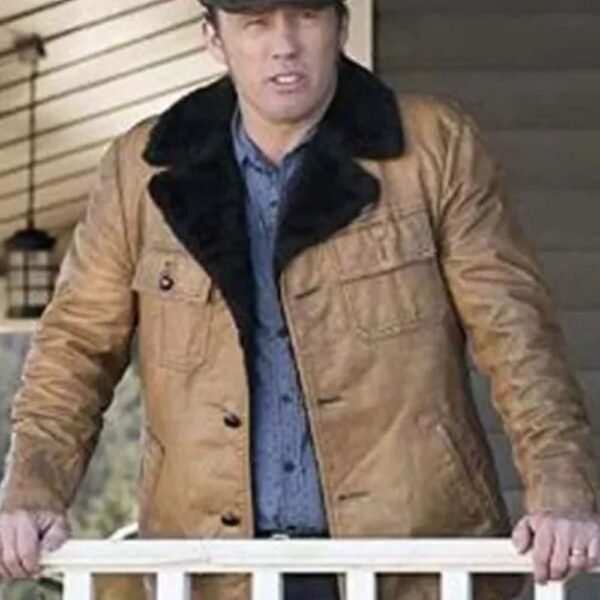 Jeffrey Fargo Dodd Gerhardt Black Fur Collar Leather Jacket