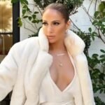 Jennifer Lopez American singer White Shearling Fur Coat