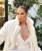 Jennifer Lopez American singer White Shearling Fur Coat
