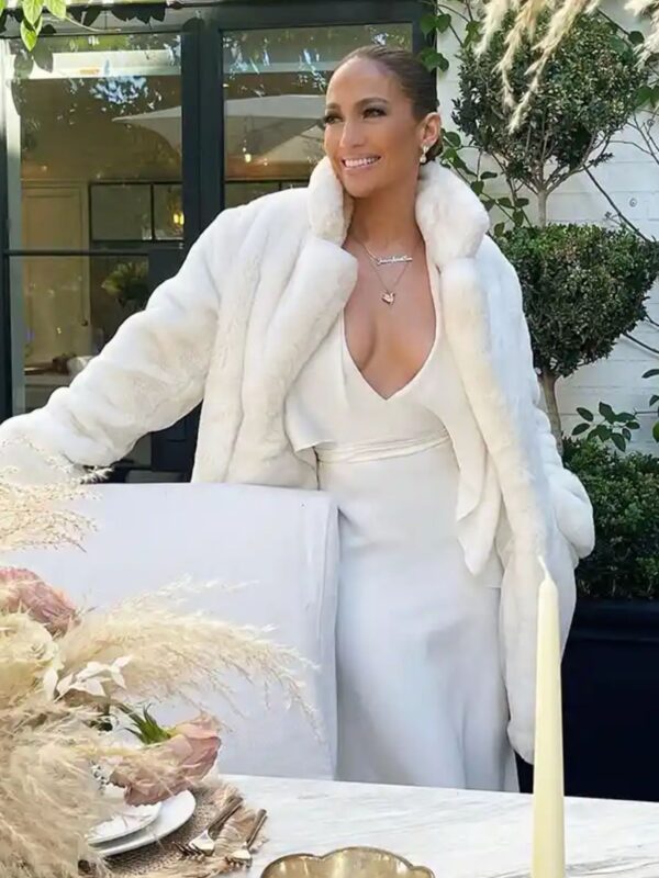 Jennifer Lopez American singer White Shearling Fur Coat