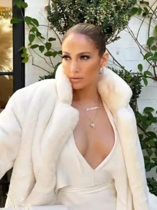 Jennifer Lopez American singer White Shearling Fur Coat